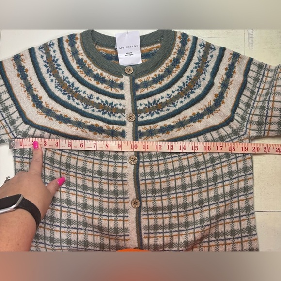 Appleseeds Small New Cardigan Sweater Wool Blend Cottagecore Nordic Fair Isle - Picture 3 of 7